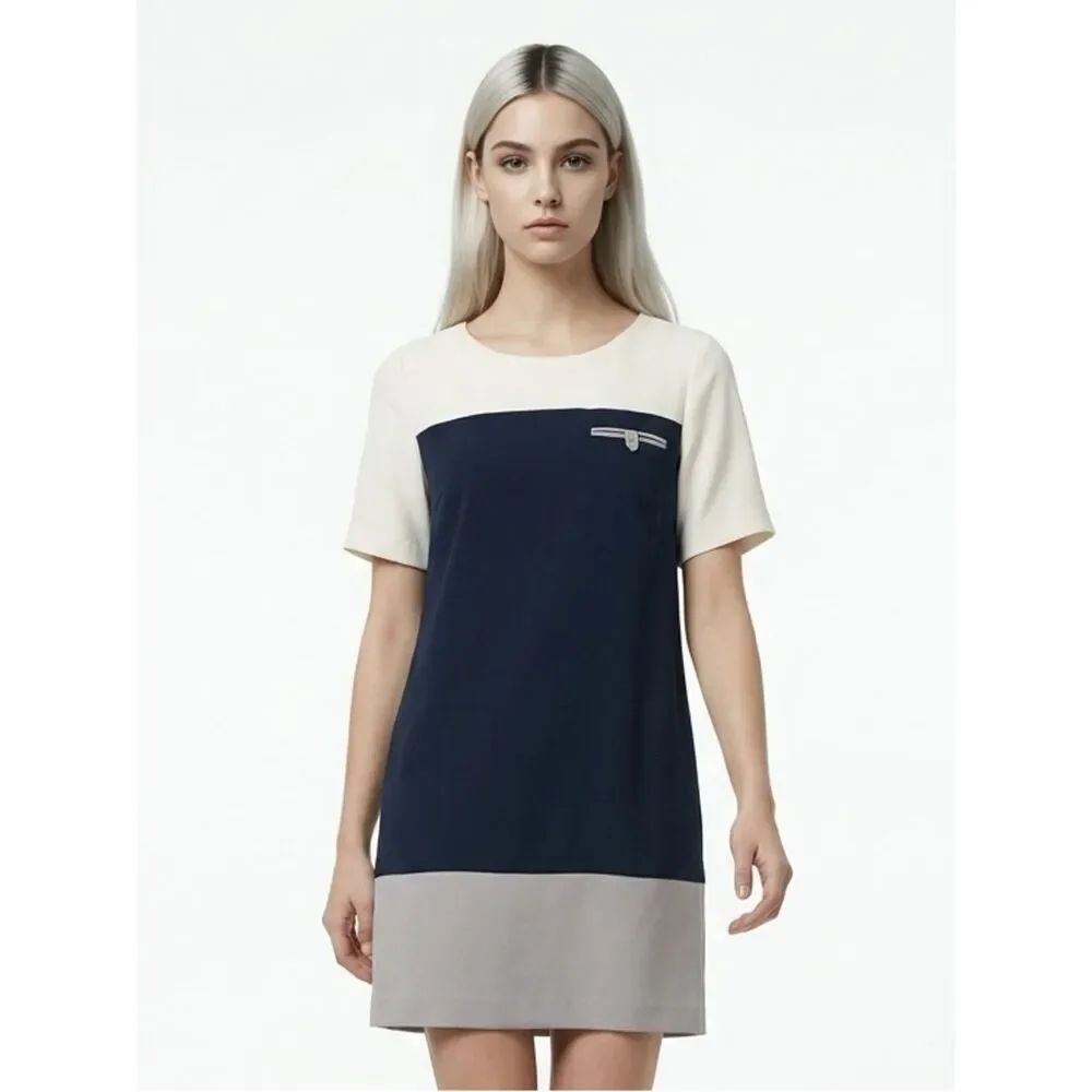 ANTHROPOLOGIE | KACHEL Colorblock Shift Dress Sz 4
